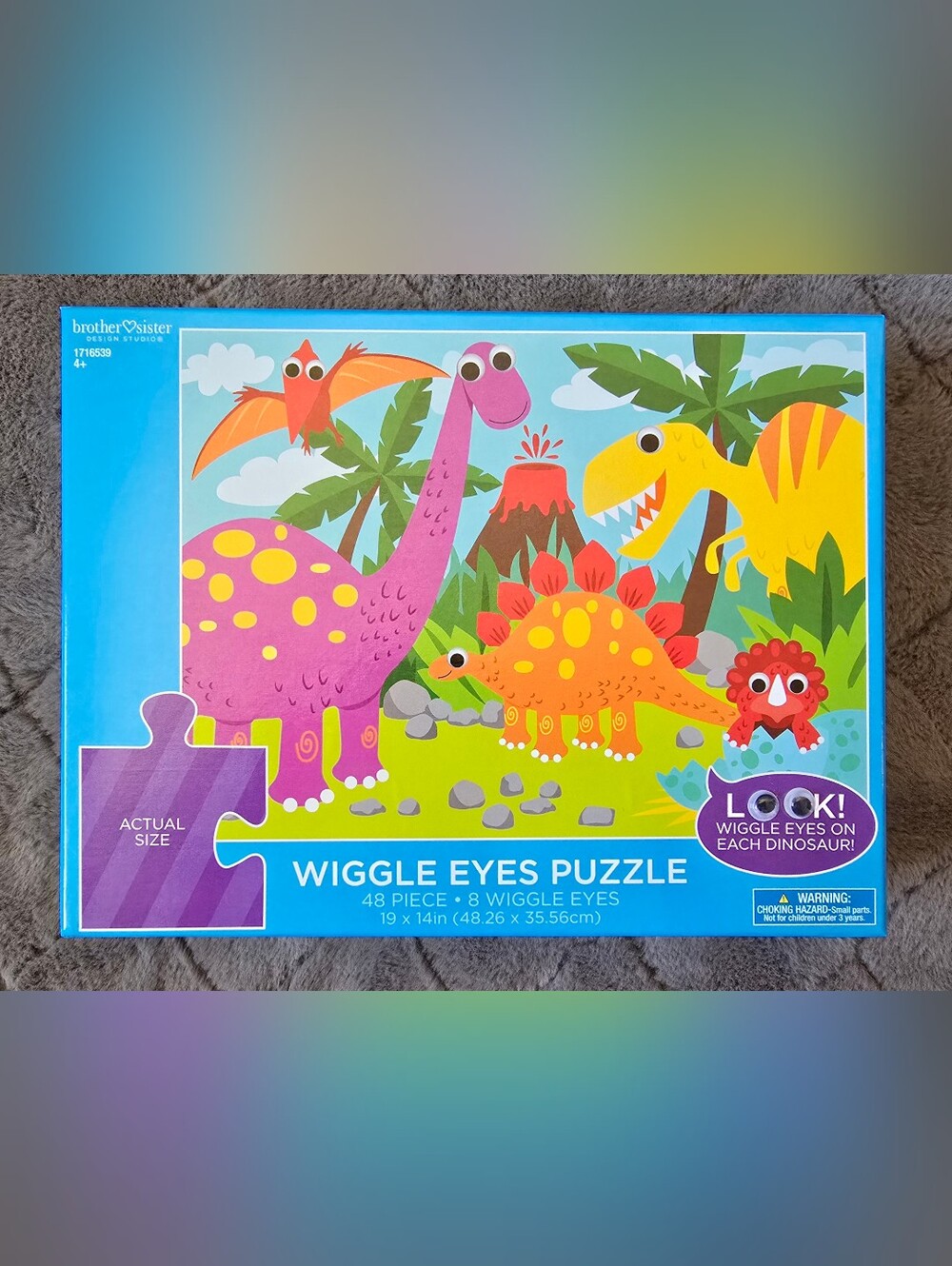Dinosaur Wiggly Eyes Kids Puzzle - Colorful Dinosaur Design